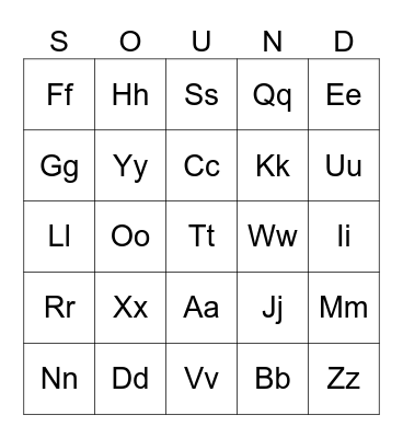 Letter Sounds Bingo Card