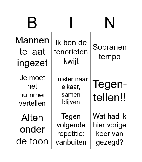 Bacchanten Bingo Card