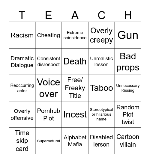 Tomorrow's Teaching Bingo Card