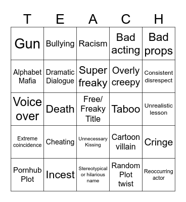 Tomorrow's Teaching Bingo Card
