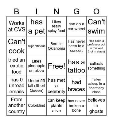 LKS Mocktails Bingo Card