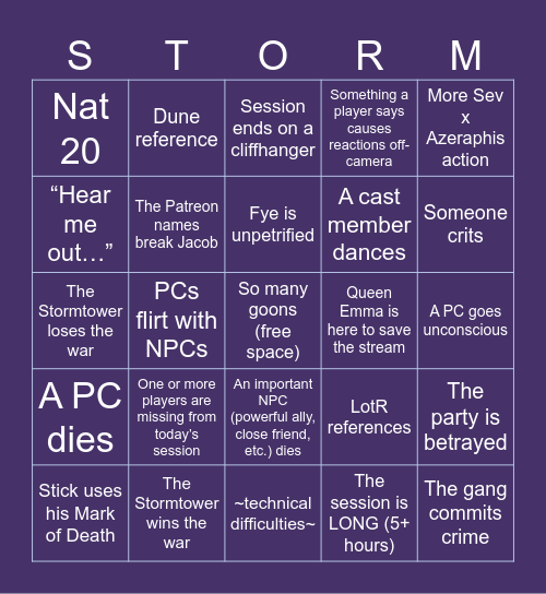 Eberron: City of Towers - Episode 27 Bingo Card