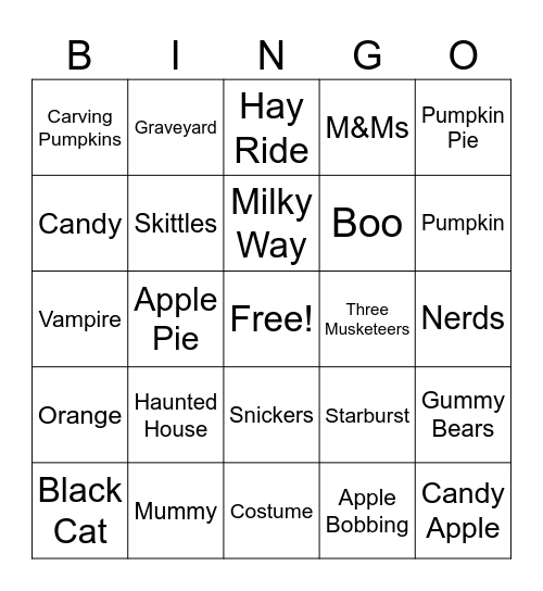 Halloween Bingo Card