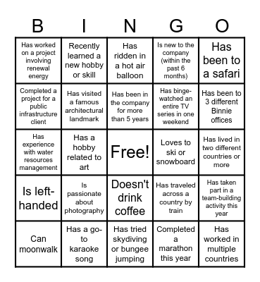 Binnie Bingo Card