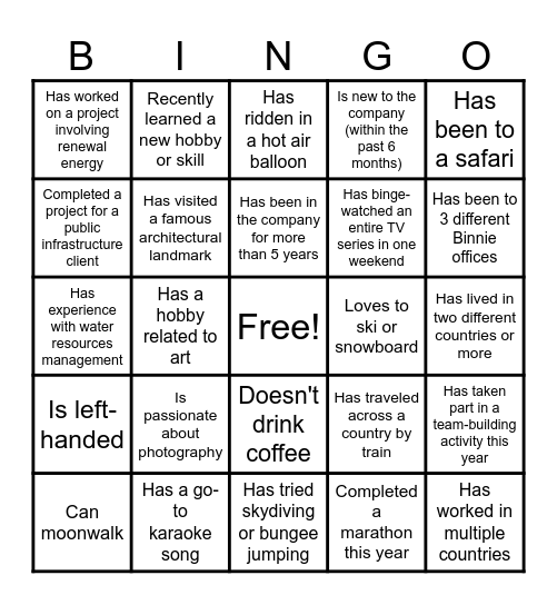 Binnie Bingo Card