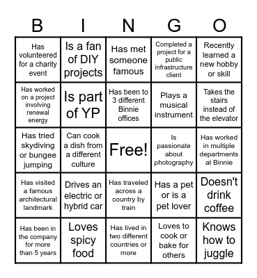 Binnie Bingo Card