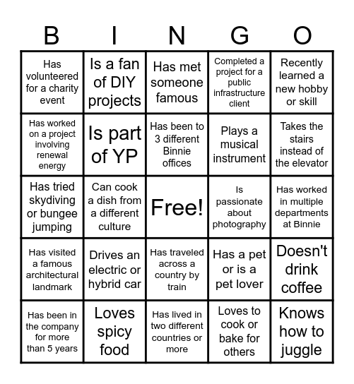 Binnie Bingo Card