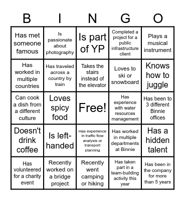 Binnie Bingo Card