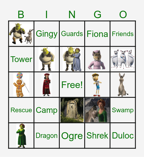 Shrek Bingo Card