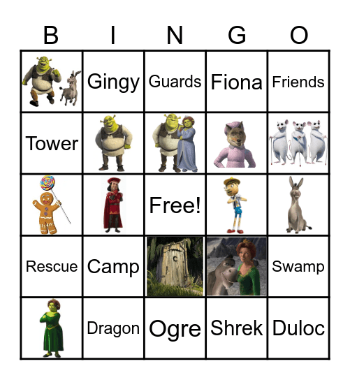 Shrek Bingo Card
