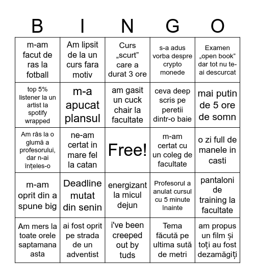 BIG BINGO CARD Bingo Card