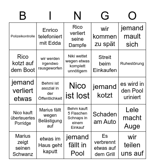 Sizilien Bingo Card