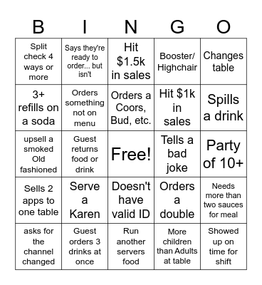 Server Bingo Card