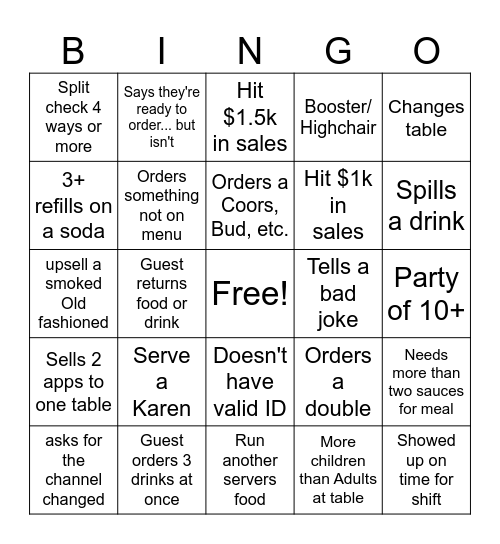 Server Bingo Card