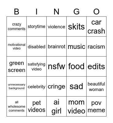 insta bingo Card