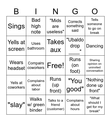 Zion Bingo Card