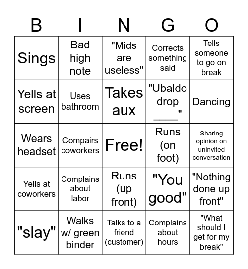 Zion Bingo Card