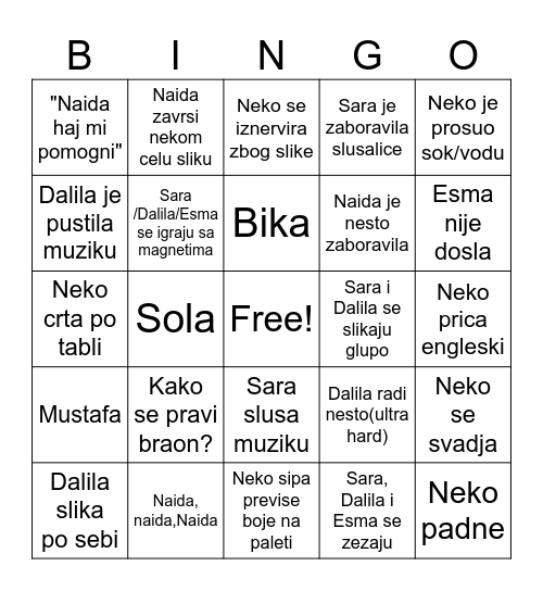 Cetkice bingo Card