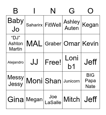 Plaza Art Fair Aging Influencers Bingo Card