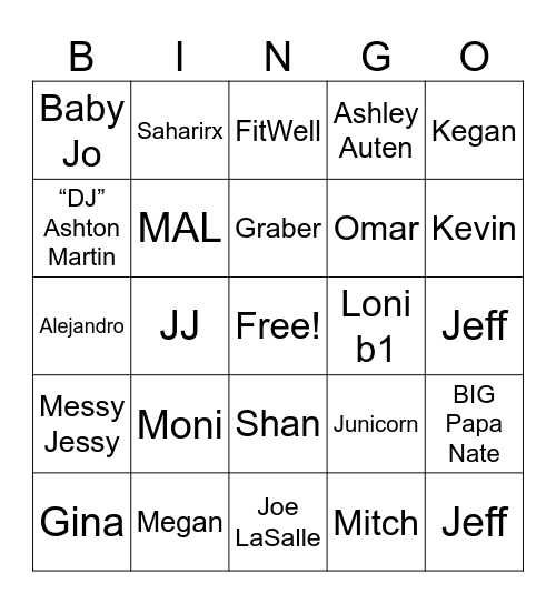 Plaza Art Fair Aging Influencers Bingo Card