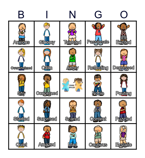 EMOTIONS Bingo Card