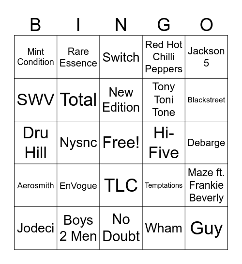 Groups Bingo Card