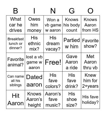 ewen bingo Card