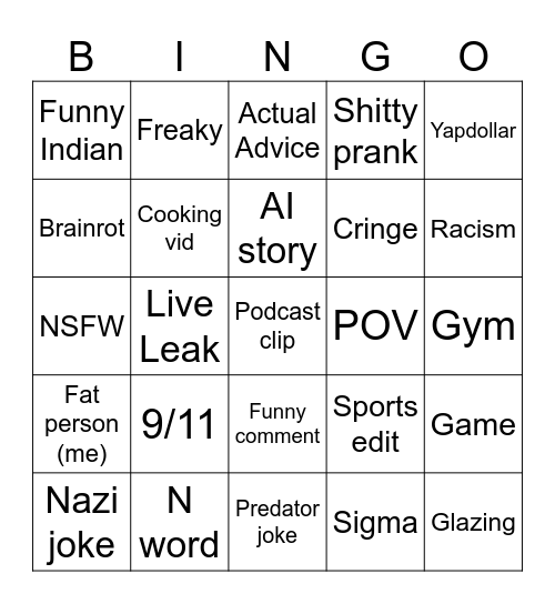 Insta bingo Card