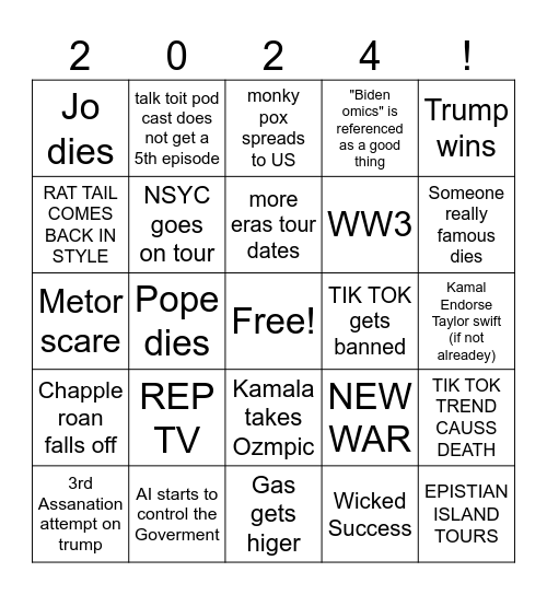 2024 Bingo Card Bingo Card