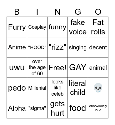 CRINGE BINGO V4 Bingo Card