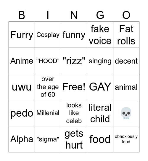 CRINGE BINGO V4 Bingo Card