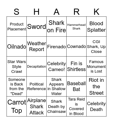 Sharknado 4: The 4th Awakens Bingo Card