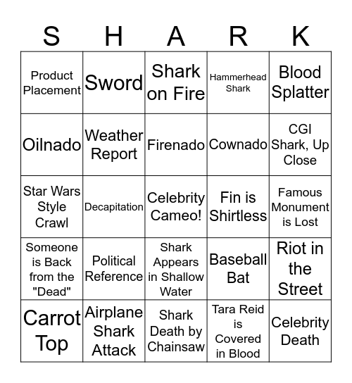 Sharknado 4: The 4th Awakens Bingo Card