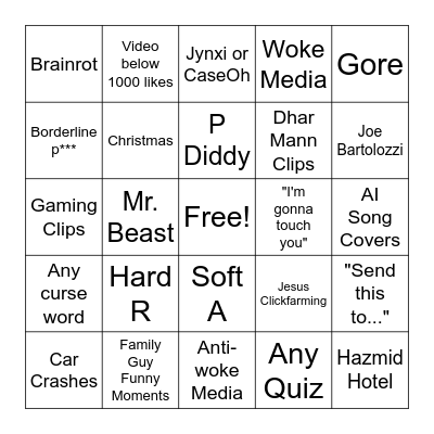 Insta Reels Bingo Card