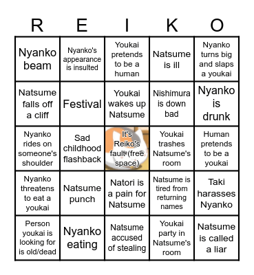 Natsume's Bingo of Friends Bingo Card