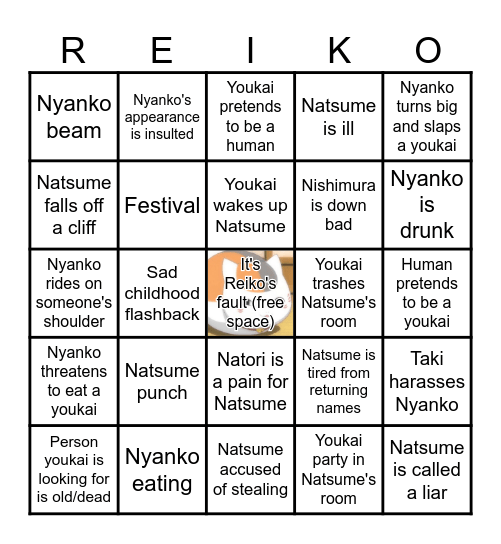 Natsume's Bingo of Friends Bingo Card