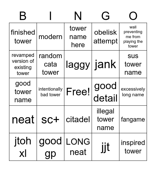 TC public server bingo Card