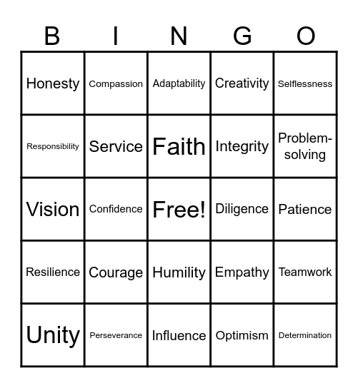 LEADERSHIP QUALITY Bingo Card