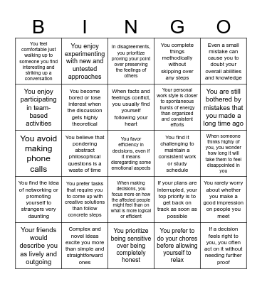 What's Your Work Style? Bingo Card