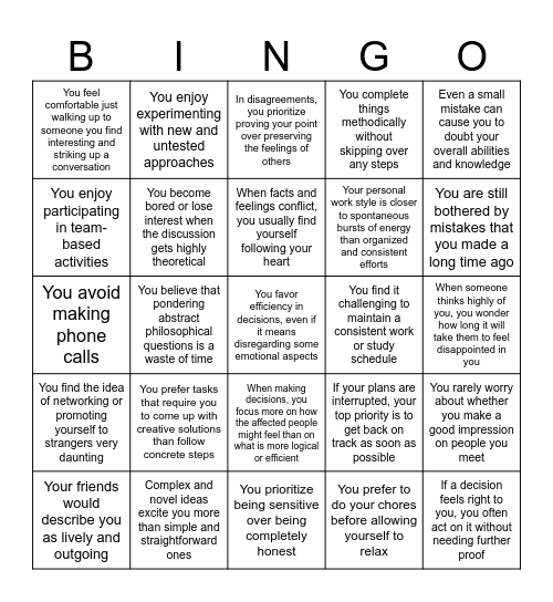 What's Your Work Style? Bingo Card