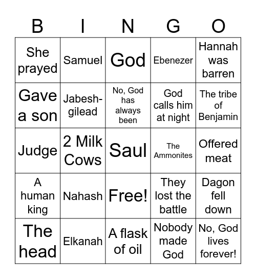 1 Samuel Bingo! Bingo Card