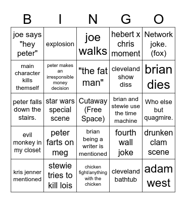 famy guy Bingo Card