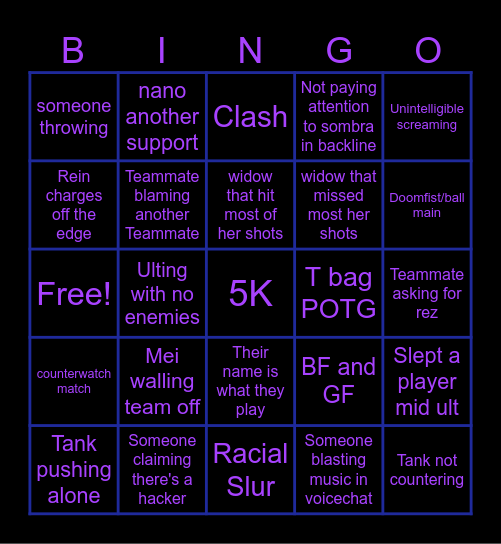 OVERWATCH 2 (BLACKOUT BINGO) Bingo Card