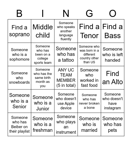 UC BLACKOUT BINGO FALL 2024 Bingo Card