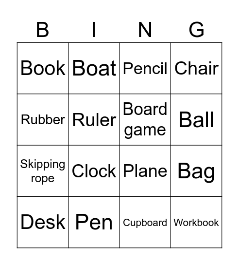 School things Bingo Card