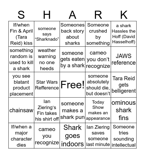 SHARKNADO 4TH AWAKES BINGO Card