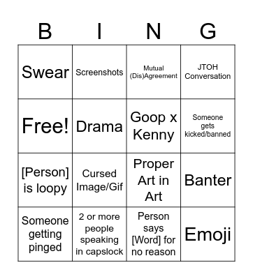 Goop Server BINGO 21/09/24 Bingo Card