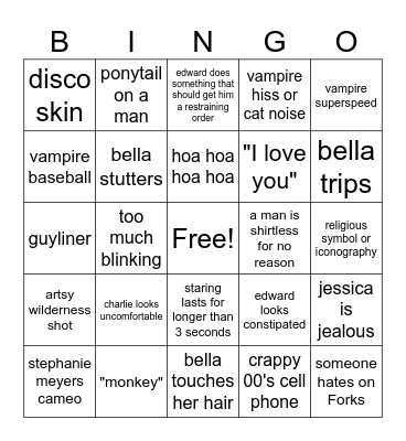 Twilight Bingo Card