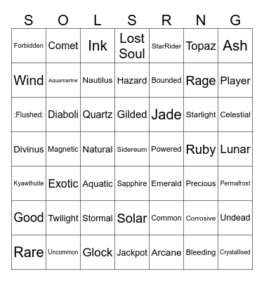 Sol's RNG Bingo Card