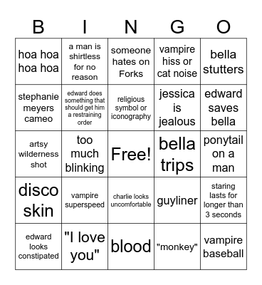 Twilight Bingo Card